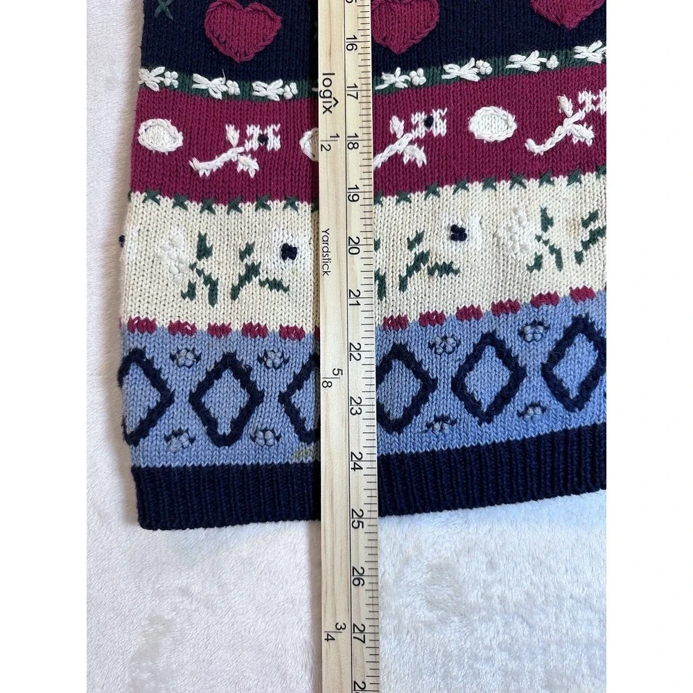 Vintage Eagle's Eye Sweater Vest Size L Hearts Flowers  Valentines - Picture 7 of 9
